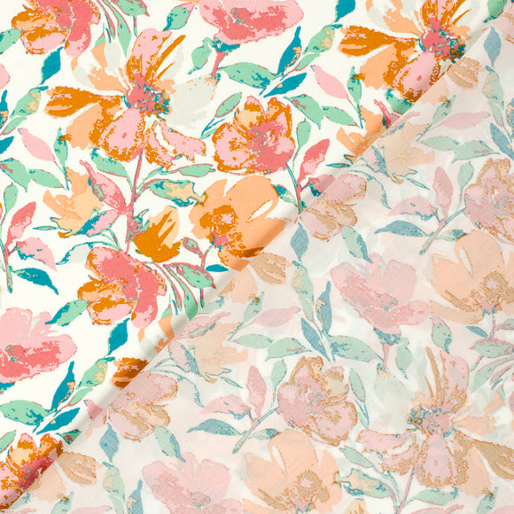 Viskose bedruckt Blumen rosa *Ab 50 cm