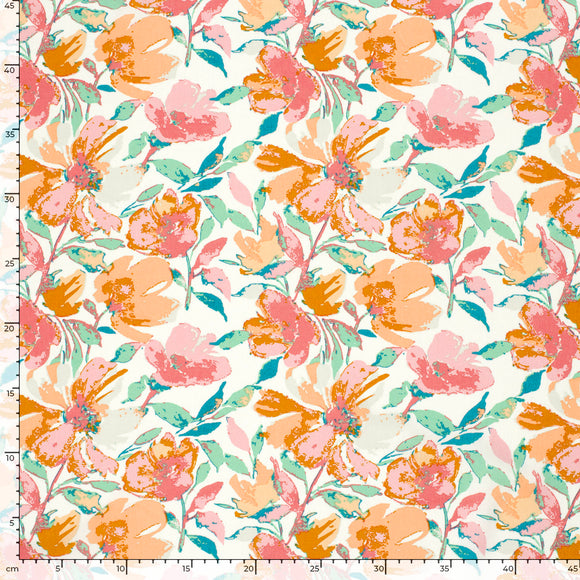 Viskose bedruckt Blumen rosa *Ab 50 cm