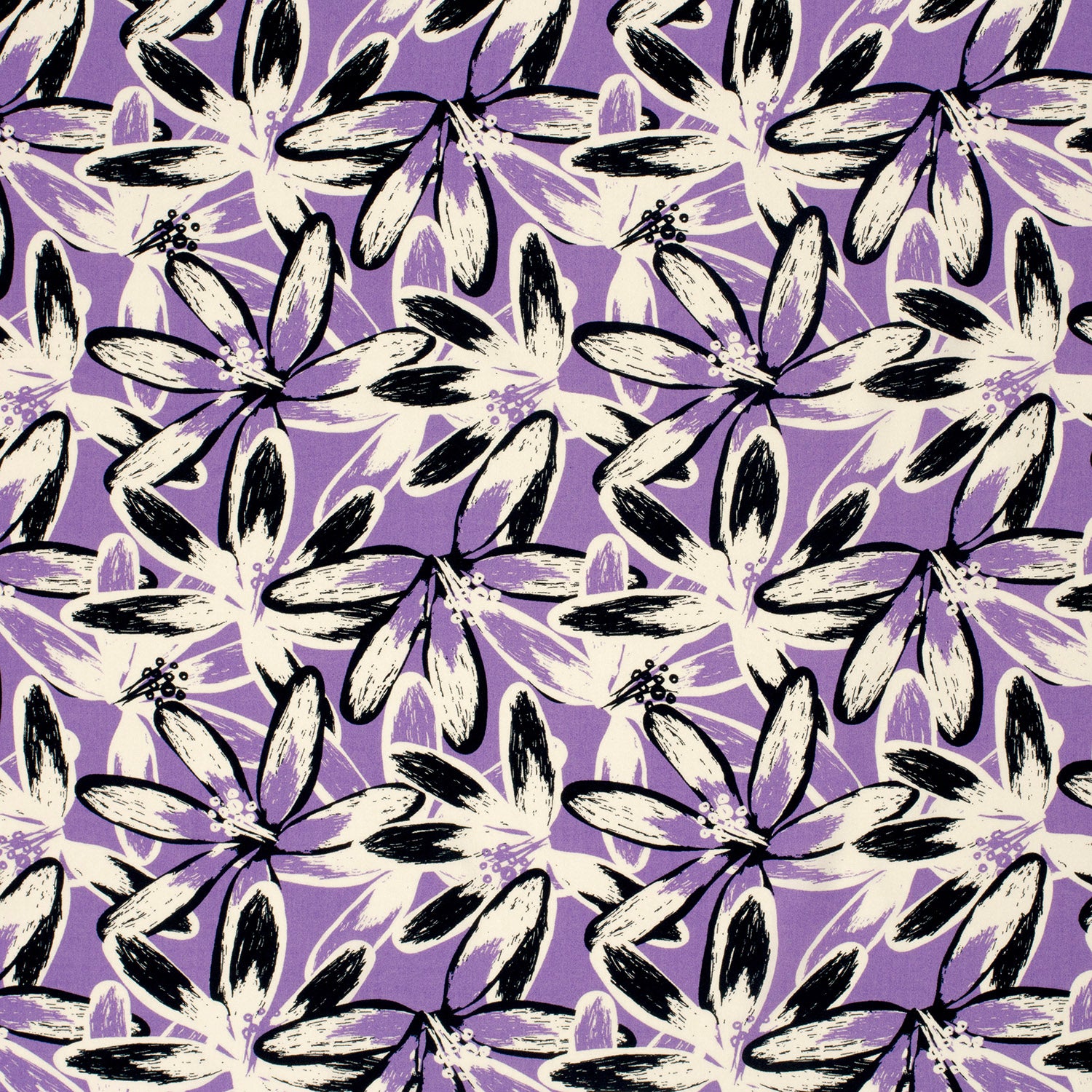 Viskose bedruckt Blumen lila *Ab 50 cm