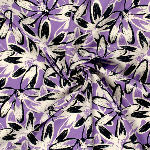 Viskose bedruckt Blumen lila *Ab 50 cm