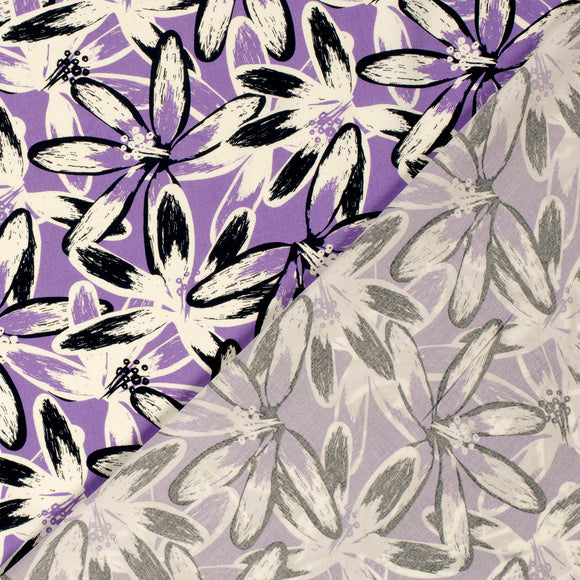 Viskose bedruckt Blumen lila *Ab 50 cm