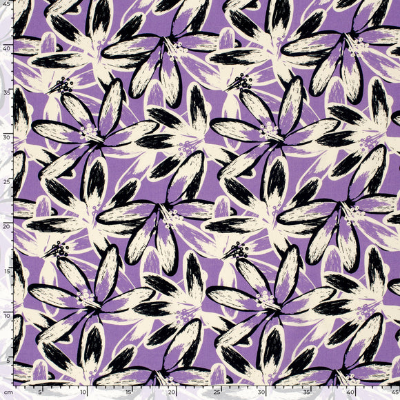 Viskose bedruckt Blumen lila *Ab 50 cm