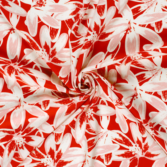 Viskose bedruckt Blumen rot *Ab 50 cm
