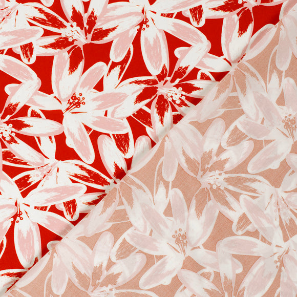 Viskose bedruckt Blumen rot *Ab 50 cm