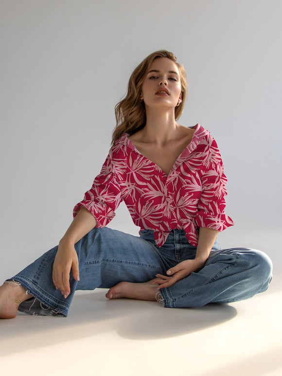 Viskose bedruckt Blumen fuchsia *Ab 50 cm