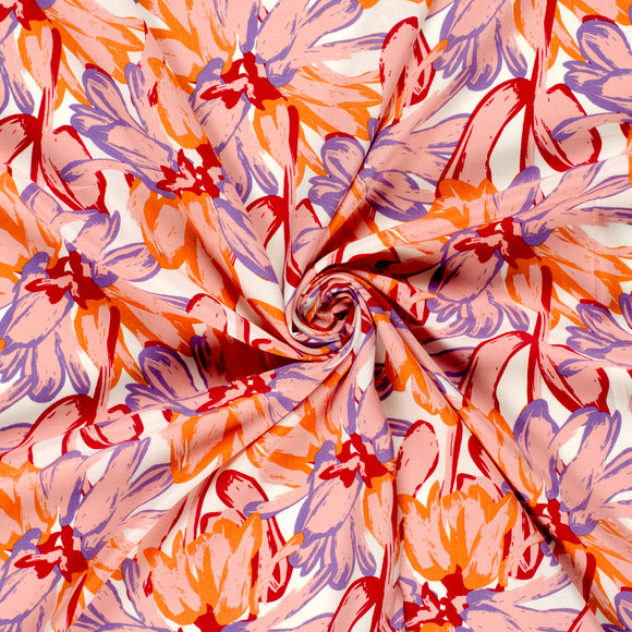 Viskose bedruckt Blumen rosa *Ab 50 cm