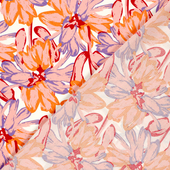 Viskose bedruckt Blumen rosa *Ab 50 cm