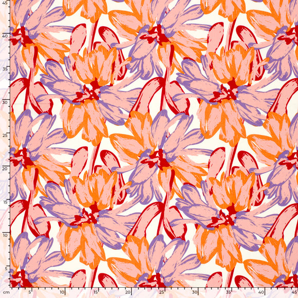 Viskose bedruckt Blumen rosa *Ab 50 cm