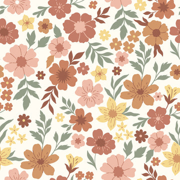 Baumwolljersey Blumen creme *Ab 50cm