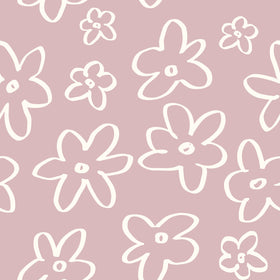 Baumwolljersey Blumen rosa *Ab 50cm