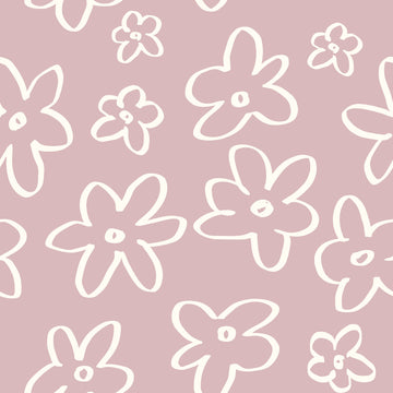 Baumwolljersey Blumen rosa *Ab 50cm