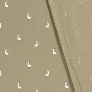 Baumwolljersey Gänse khaki *Ab 50cm - 0