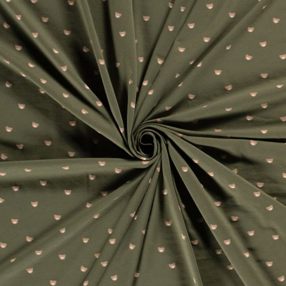 Baumwolljersey Bärchen khaki *Ab 50cm