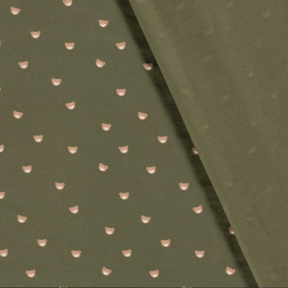 Baumwolljersey Bärchen khaki *Ab 50cm