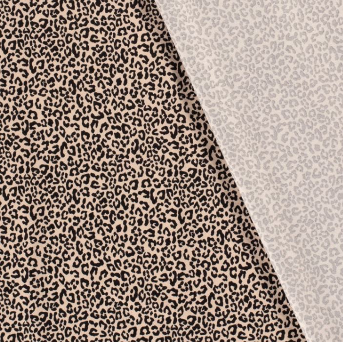 Baumwolljersey Leo beige-schwarz *Ab 50cm