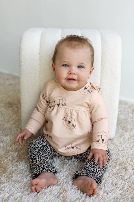 Baumwolljersey Leo beige-schwarz *Ab 50cm