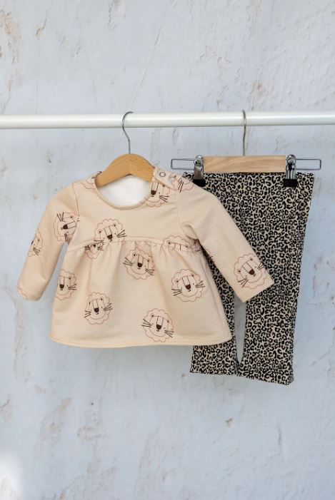 Baumwolljersey Leo beige-schwarz *Ab 50cm