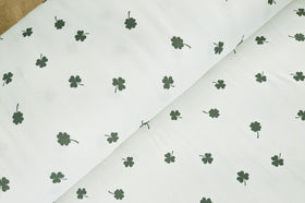 Baumwolljersey Kleeblätter creme *Ab 50cm