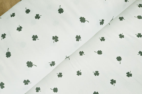 Baumwolljersey Kleeblätter creme *Ab 50cm