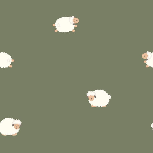 Baumwolljersey Schafe khaki *Ab 50cm