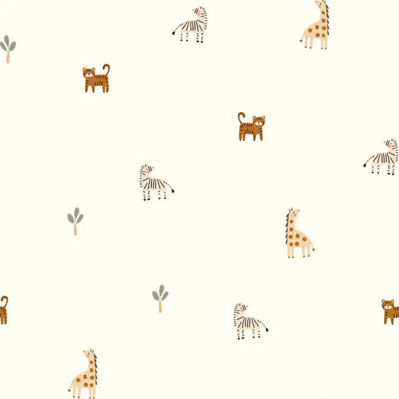 Baumwolljersey Tiere Afrika creme *Ab 50cm