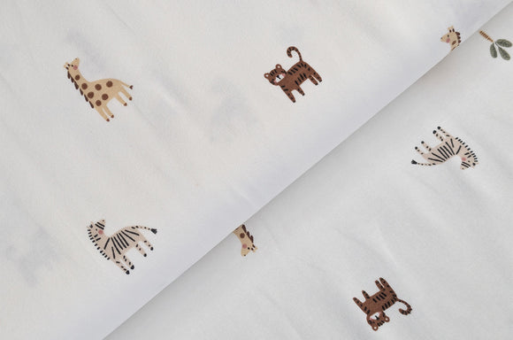 Baumwolljersey Tiere Afrika creme *Ab 50cm
