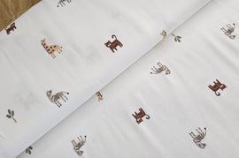 Baumwolljersey Tiere Afrika creme *Ab 50cm