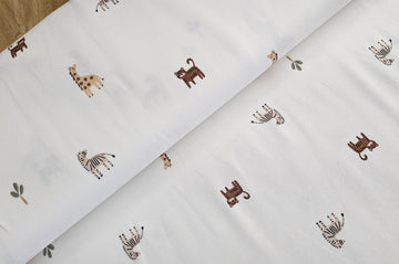 Baumwolljersey Tiere Afrika creme *Ab 50cm