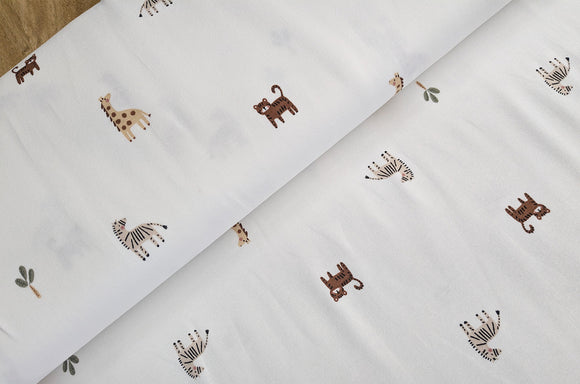 Baumwolljersey Tiere Afrika creme *Ab 50cm