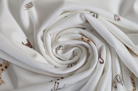 Baumwolljersey Tiere Afrika creme *Ab 50cm