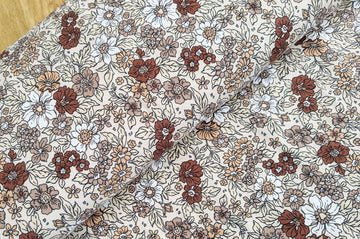 Baumwolljersey Blumen beige *Ab 50cm