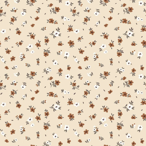 Baumwolljersey Blümchen beige *Ab 50cm