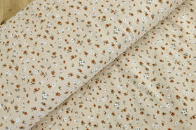 Baumwolljersey Blümchen beige *Ab 50cm