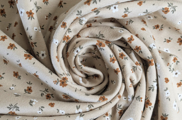 Baumwolljersey Blümchen beige *Ab 50cm