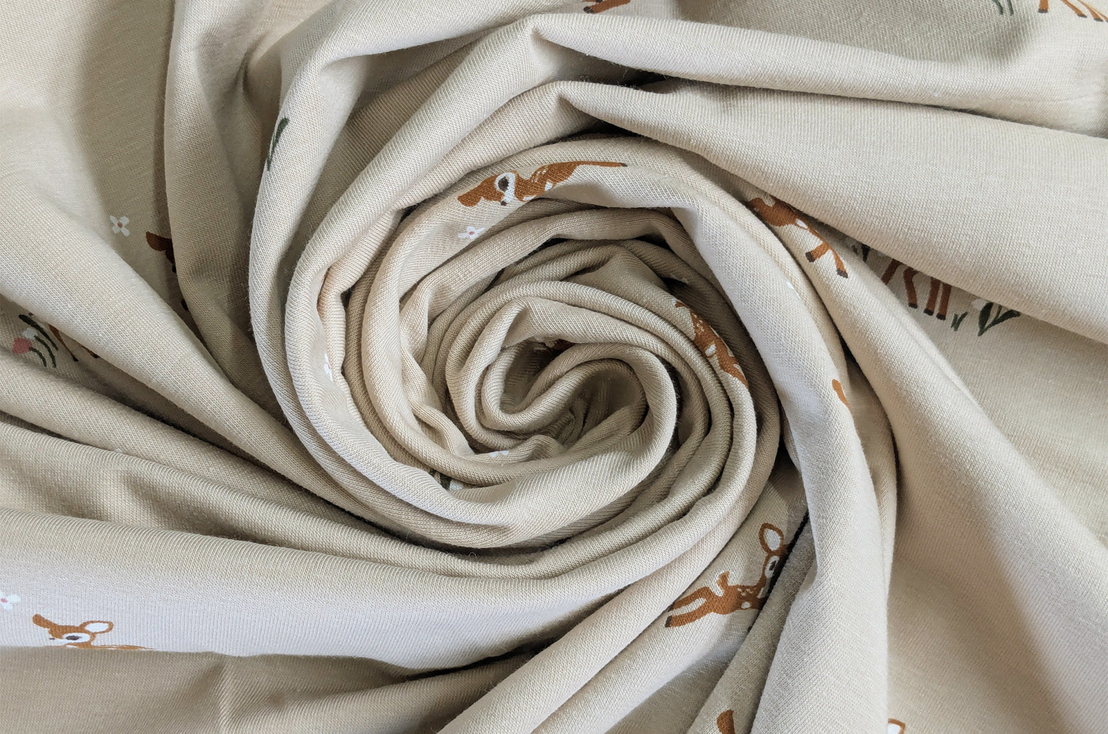 Baumwolljersey Rehkitz beige *Ab 50cm