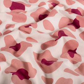Baumwolljersey Leo rosa auf creme *Ab 50cm