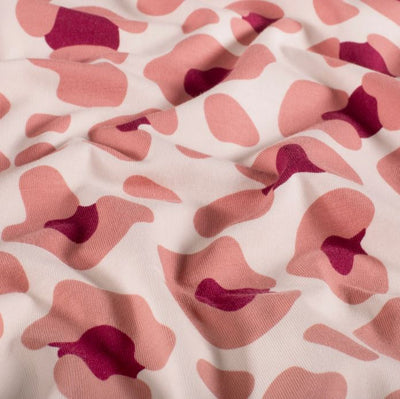 Baumwolljersey Leo rosa auf creme *Ab 50cm