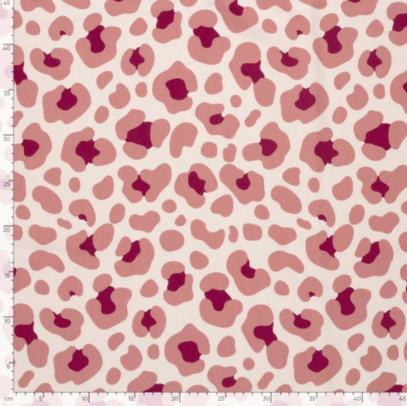 Baumwolljersey Leo rosa auf creme *Ab 50cm