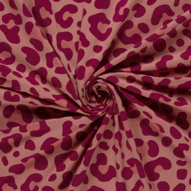 Baumwolljersey Leo pink auf altrosa *Ab 50cm - 0