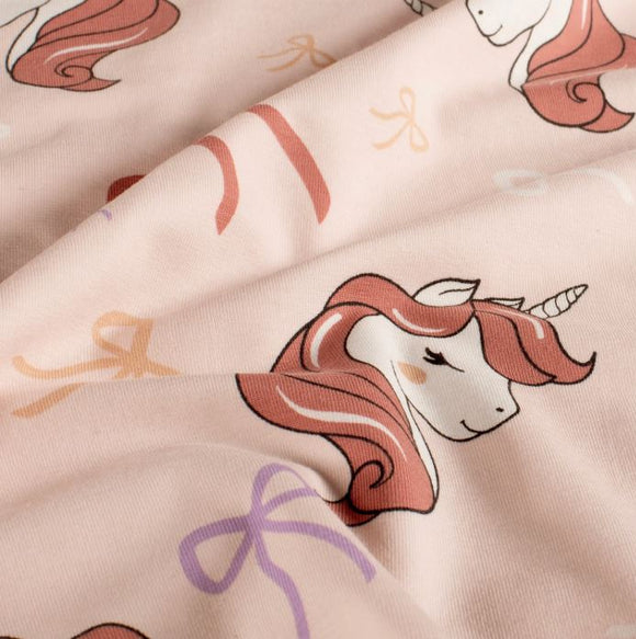 Baumwolljersey Einhorn rosa *Ab 50cm