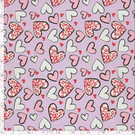 Baumwolljersey Leo Herzen auf rosa *Ab 50cm - 0