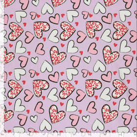 Baumwolljersey Leo Herzen auf rosa *Ab 50cm - 0