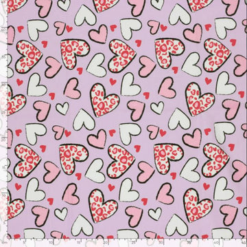 Baumwolljersey Leo Herzen auf rosa *Ab 50cm - 0