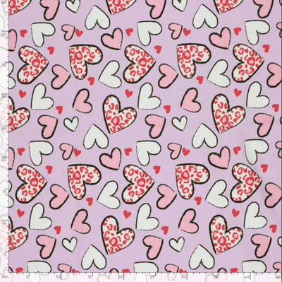 Baumwolljersey Leo Herzen auf rosa *Ab 50cm - 0