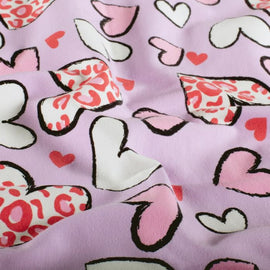 Cotton Jersey Leo Hearts on Pink *From 50cm