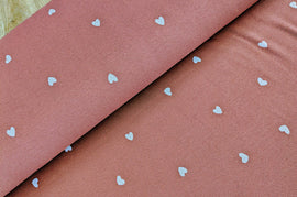 Rippjersey bedruckt Herzen altrosa *Ab 50cm