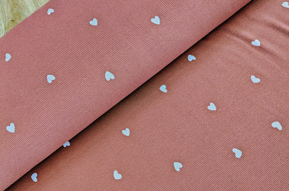 Rippjersey bedruckt Herzen altrosa *Ab 50cm