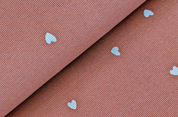 Rippjersey bedruckt Herzen altrosa *Ab 50cm