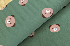 French-Terry Krepp dunkelgrün Bärengesichter *Ab 50cm