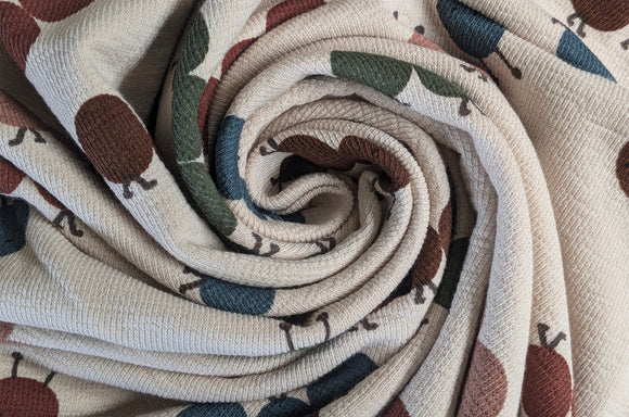 French-Terry Krepp creme Raupen *Ab 50cm